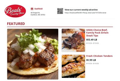 Beals Oakfield Thriftway Weekly Ad August 10 - 16, 2026