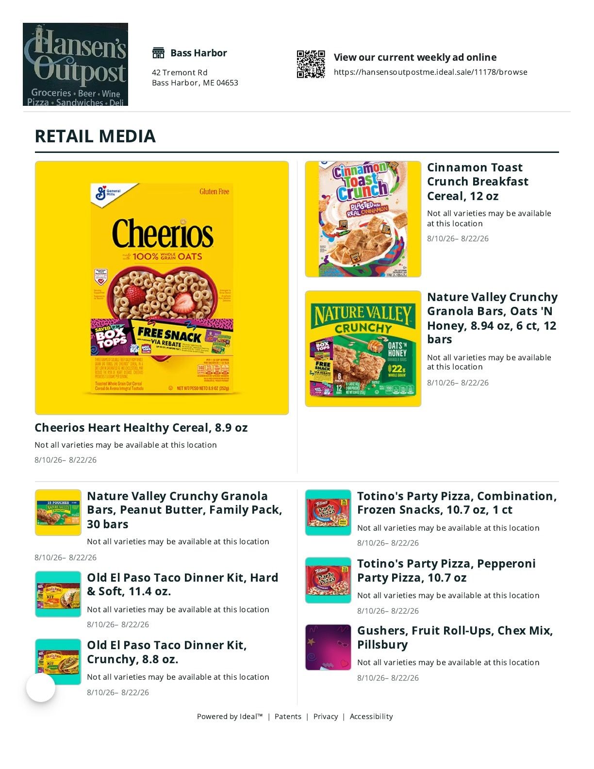 Hansen's Outpost Weekly Ad August 10 - 22, 2026