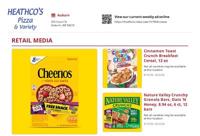 Heathco's Pizza & Variety Weekly Ad August 10 - 22, 2026