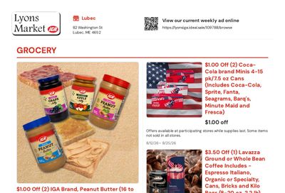 Lyons IGA Weekly Ad August 12 - 25, 2026