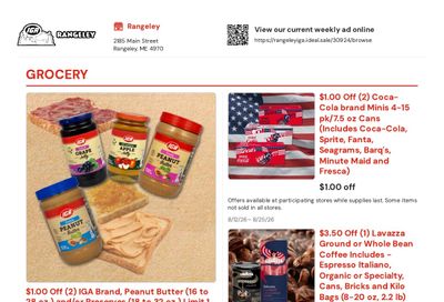 Rangeley IGA Weekly Ad August 12 - 25, 2026