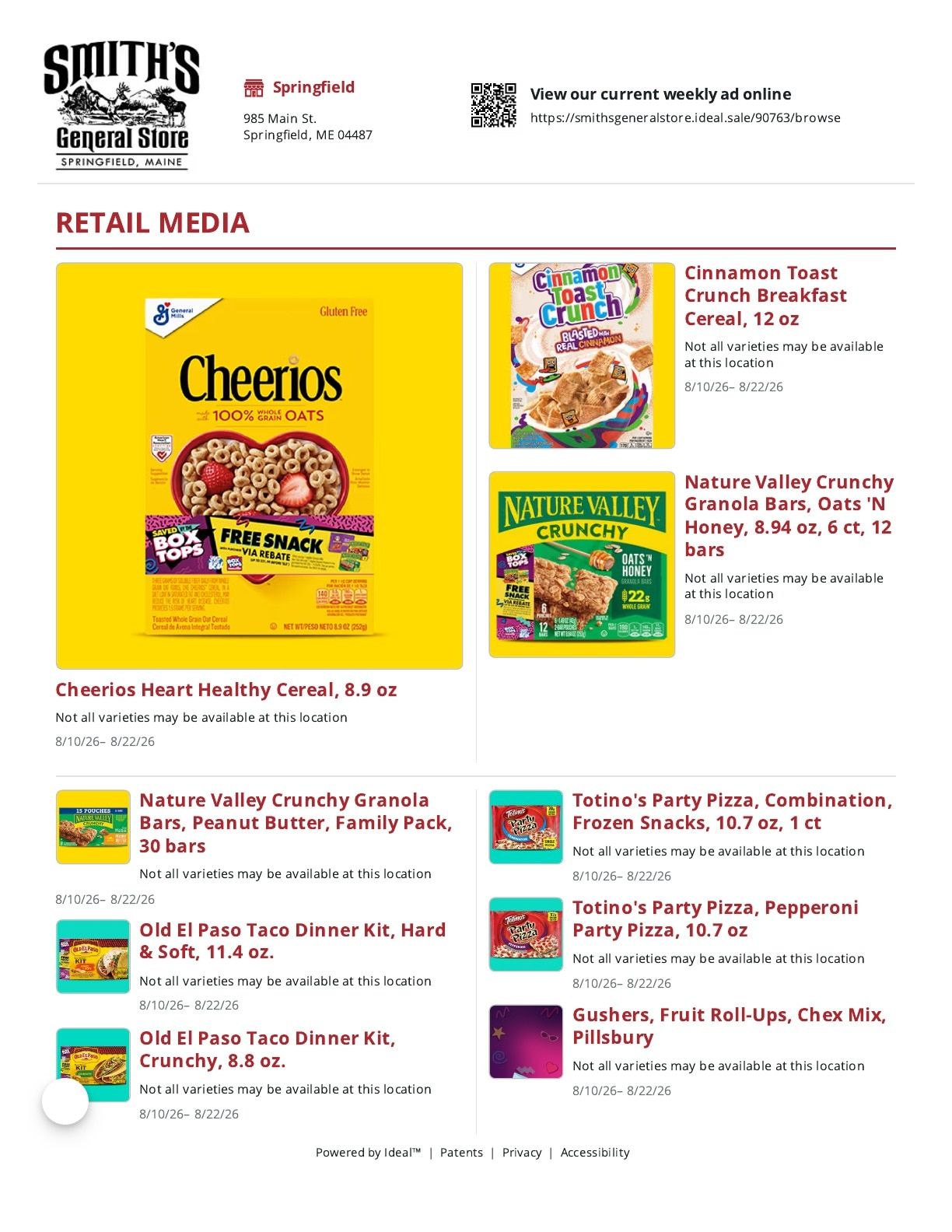 Smith's General Store Weekly Ad August 10 - 22, 2026