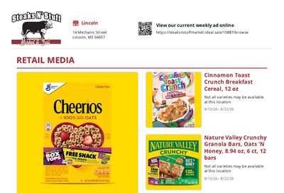 Steaks N Stuff Weekly Ad August 10 - 22, 2026