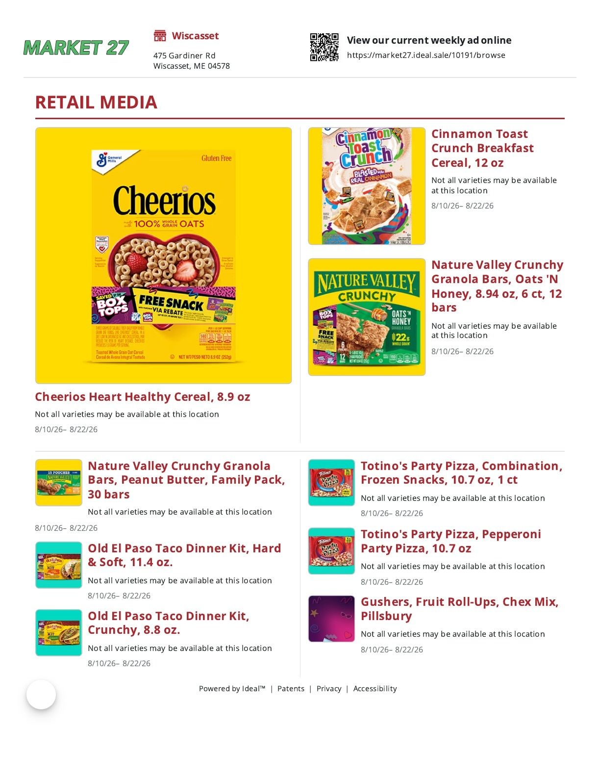 Market 27 Weekly Ad August 10 - 22, 2026
