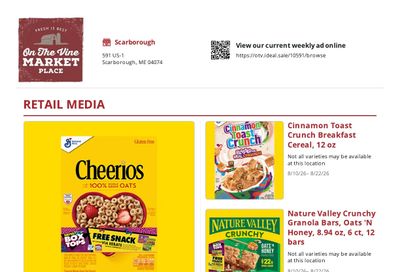 On The Vine Marketplace (591 US-1, Scarborough, ME) Weekly Ad August 10 - 22, 2026