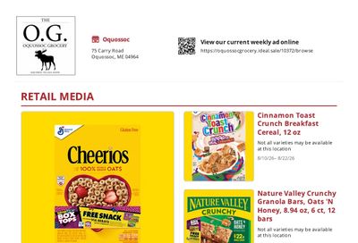 Oquossoc Grocery Weekly Ad August 10 - 22, 2026