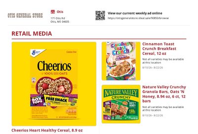 Otis General Store Weekly Ad August 10 - 22, 2026