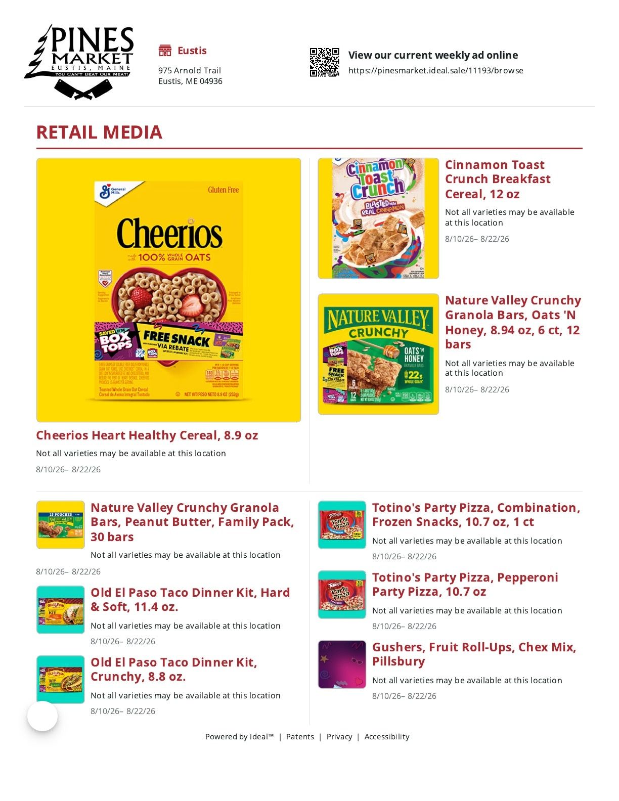 Pines Market Weekly Ad August 10 - 22, 2026