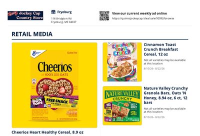 Quinn's Jockey Cap Country Store Weekly Ad August 10 - 22, 2026