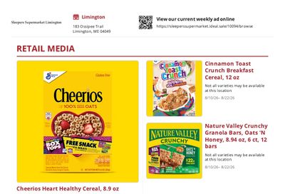 Sleeper's Market Limington Weekly Ad August 10 - 22, 2026