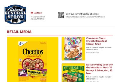 Alstead General Store Weekly Ad August 10 - 22, 2026