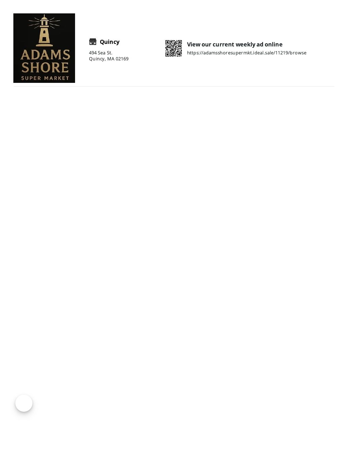Adams Shore Supermarket Weekly Ad August 10 - 22, 2026