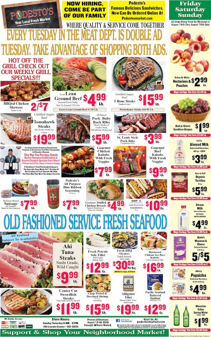 Podesto's Market Weekly Ad August 12 - 18, 2026