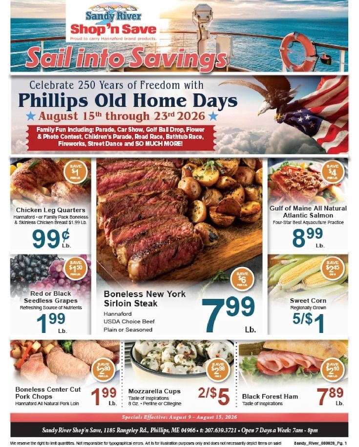 Sandy River Shop 'n Save Weekly Ad August 9 - 15, 2026
