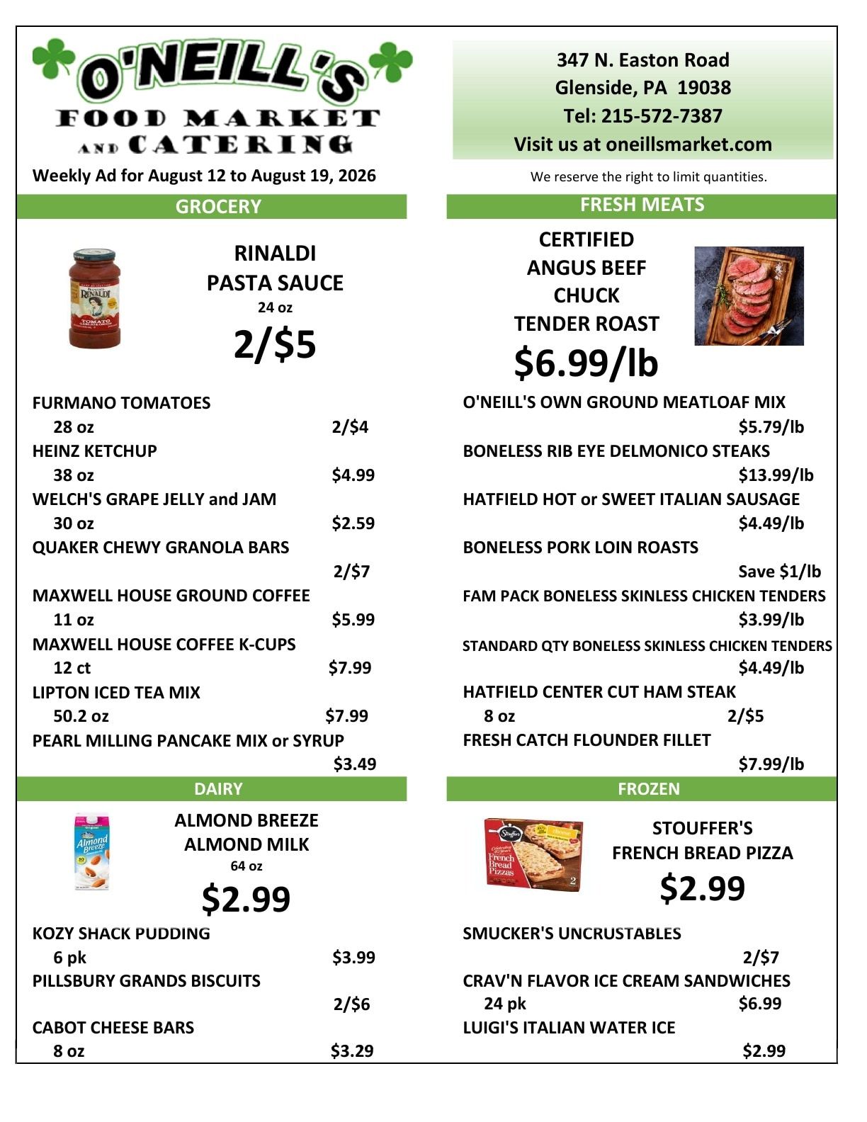 O'Neill's Market Weekly Ad August 12 - 18, 2026