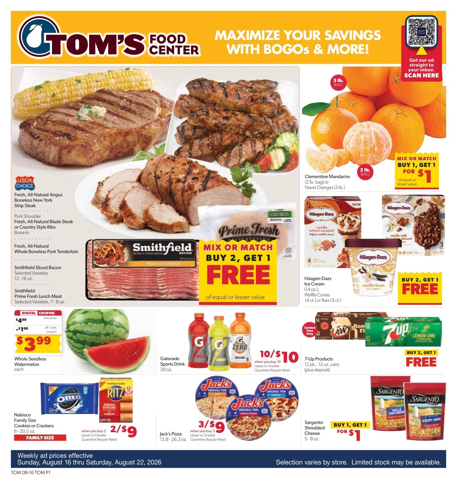 Tom's Food Center (Portland, MI) Weekly Ad August 16 - 22, 2026