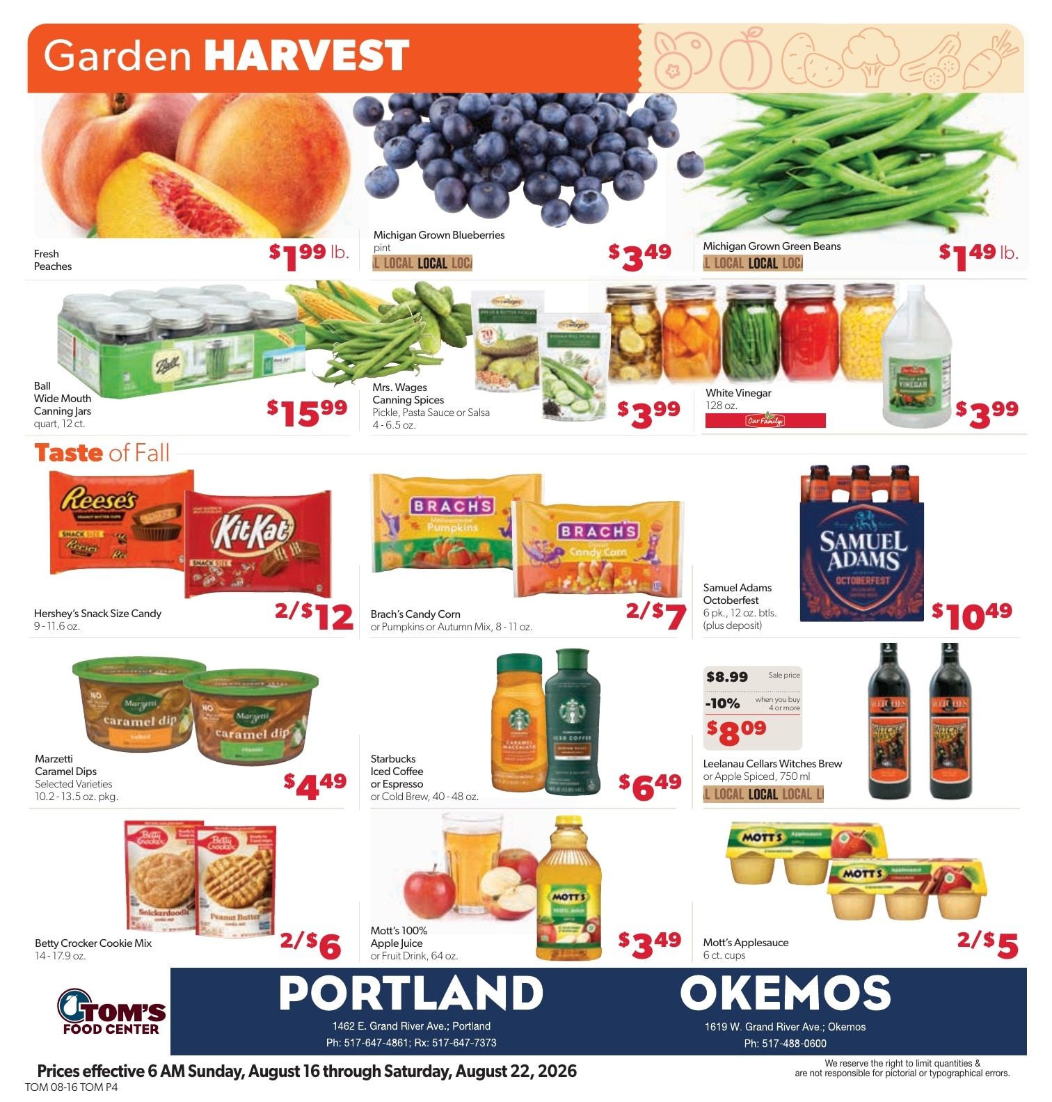 Tom's Food Center (Portland, MI) Weekly Ad August 16 - 22, 2026