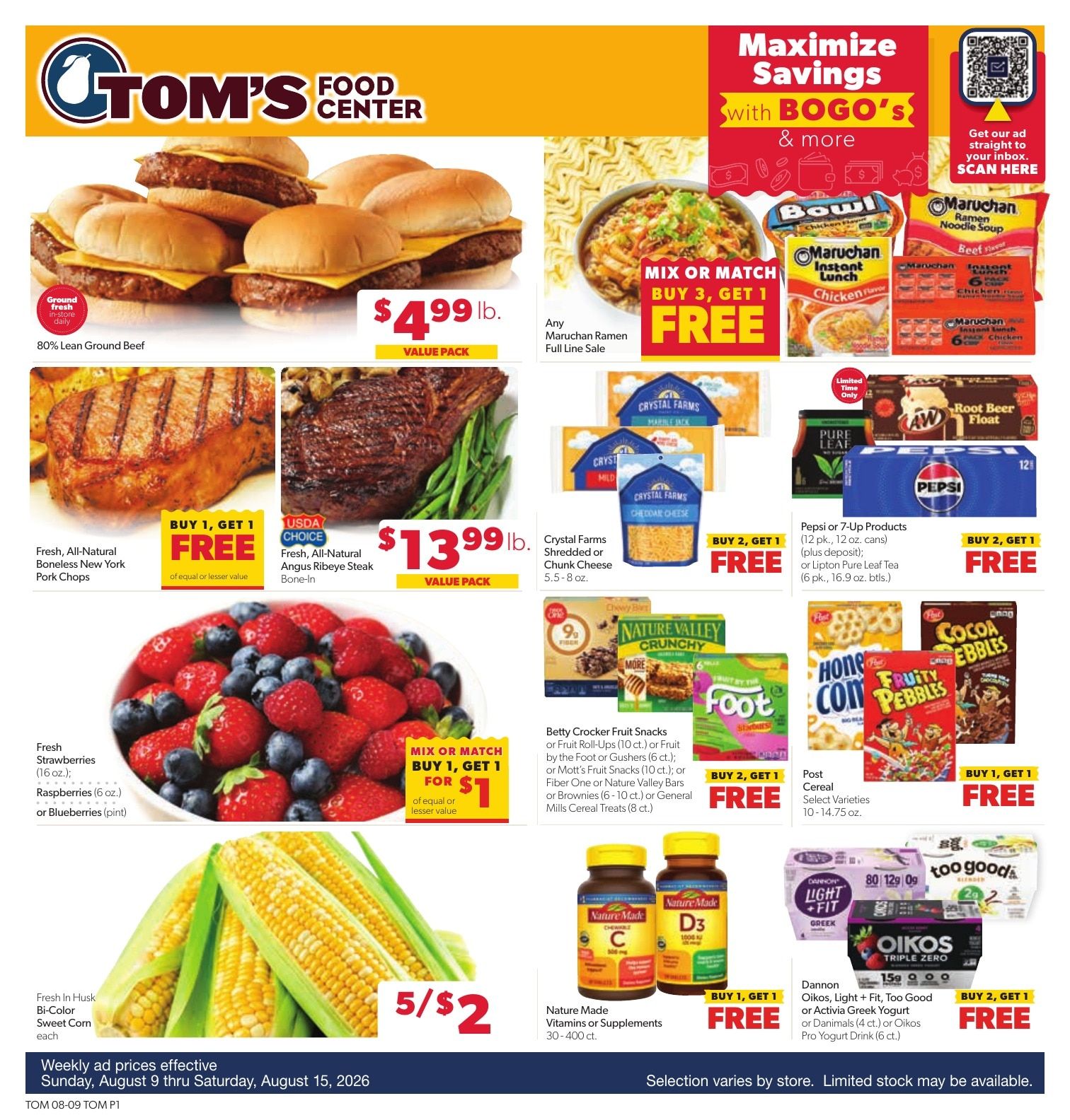 Tom's Food Center (Portland, MI) Weekly Ad August 9 - 15, 2026