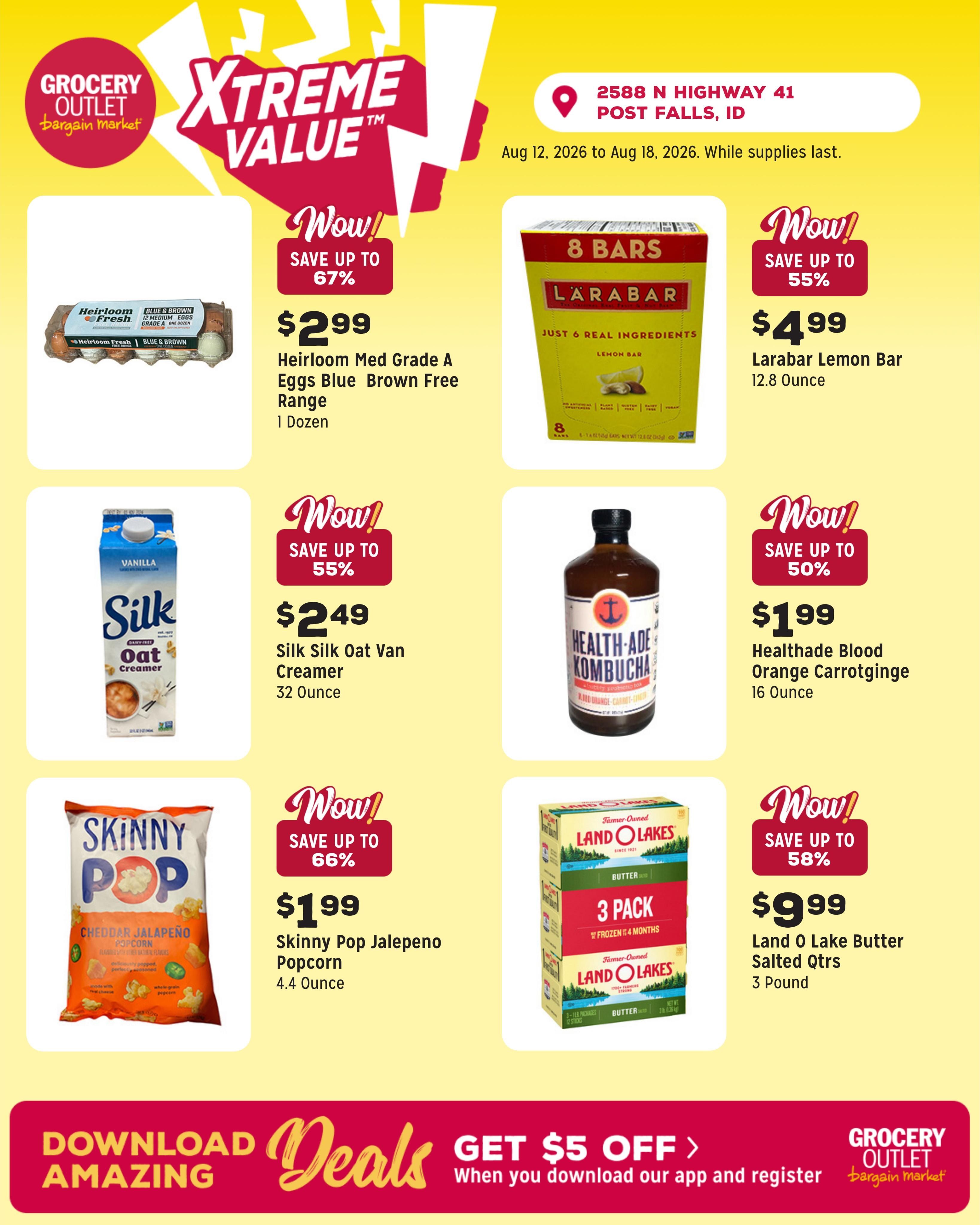 Grocery Outlet (Post Falls–Newman Lake Area, ID–WA) Weekly Ad August 12 - 18, 2026