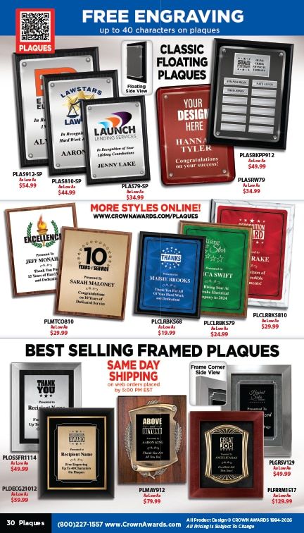 Crown Awards Catalog Weekly Ad December 31, 2025 - December 31, 2026