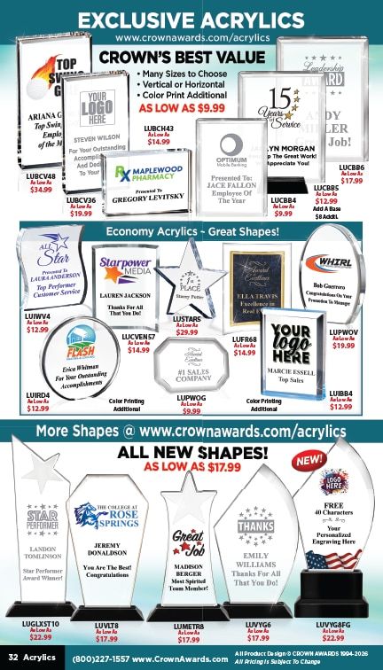 Crown Awards Catalog Weekly Ad December 31, 2025 - December 31, 2026