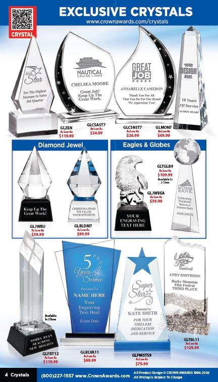Crown Awards Catalog Weekly Ad December 31, 2025 - December 31, 2026