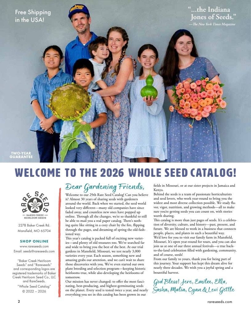 Baker Creek Heirloom Seeds Free Seed Catalog Weekly Ad January 1 - December 31, 2026