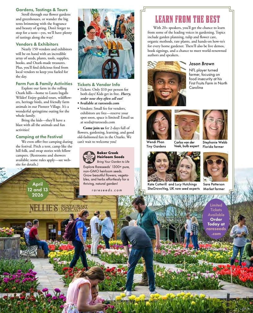 Baker Creek Heirloom Seeds Free Seed Catalog Weekly Ad January 1 - December 31, 2026