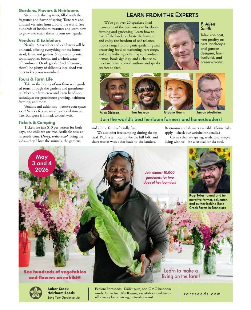 Baker Creek Heirloom Seeds Free Seed Catalog Weekly Ad January 1 - December 31, 2026