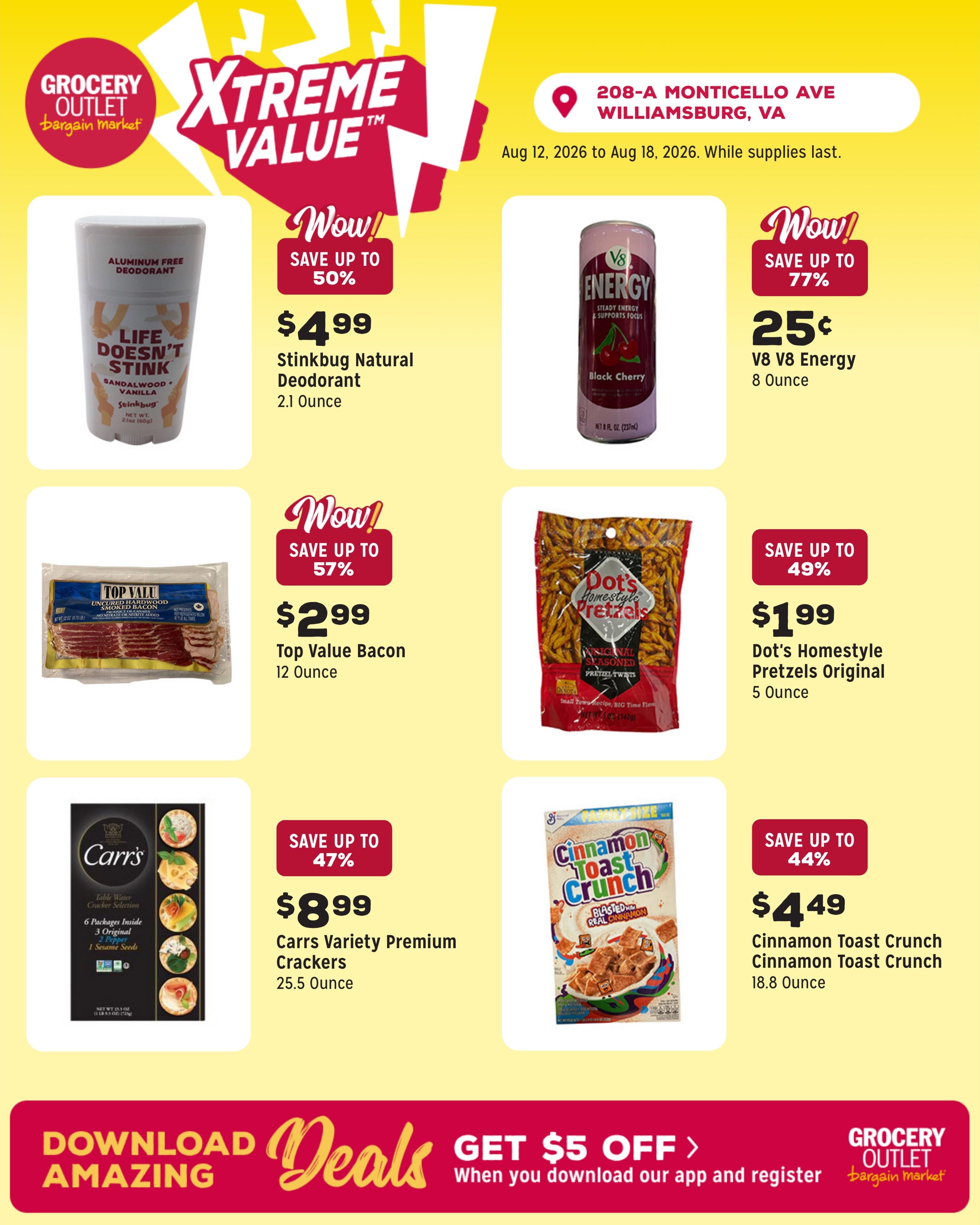 Grocery Outlet (Studley–Quinton Area, VA) Weekly Ad August 12 - 18, 2026
