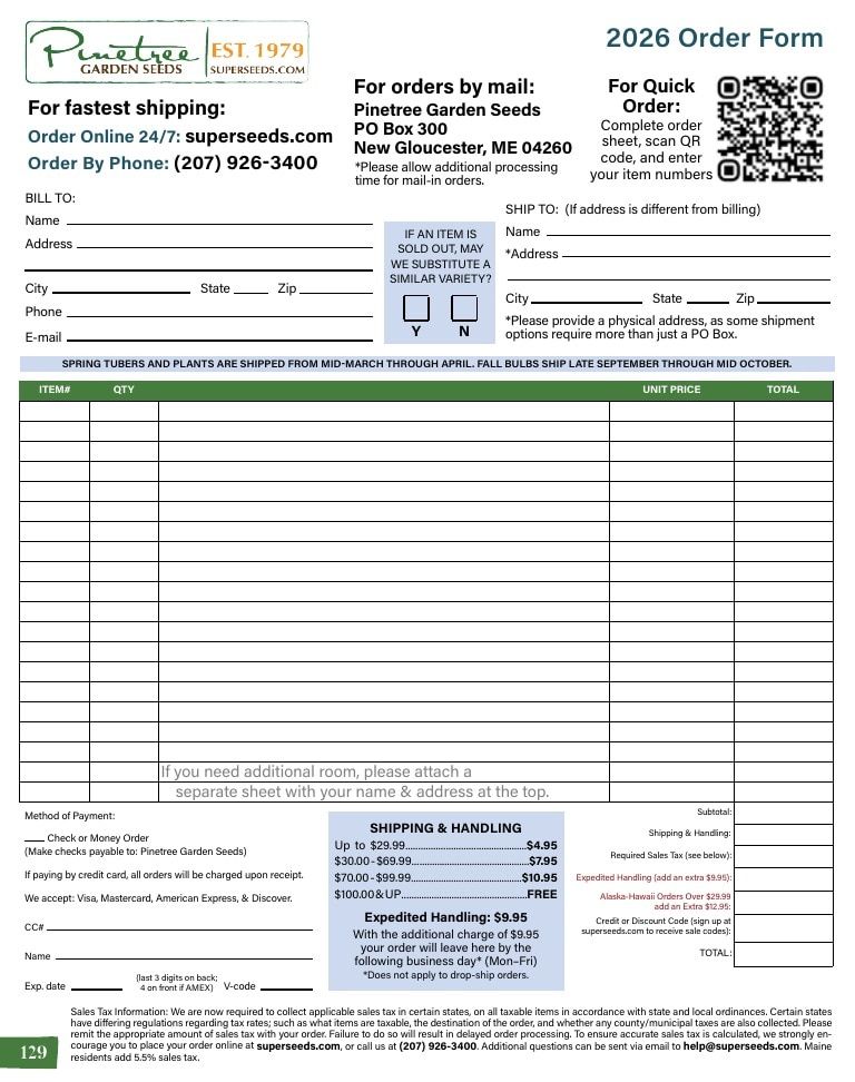 Pinetree Garden Seeds Annual Catalog Weekly Ad January 1 - December 31, 2026