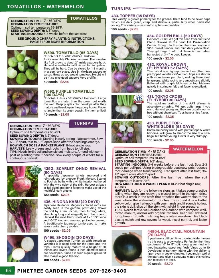 Pinetree Garden Seeds Annual Catalog Weekly Ad January 1 - December 31, 2026
