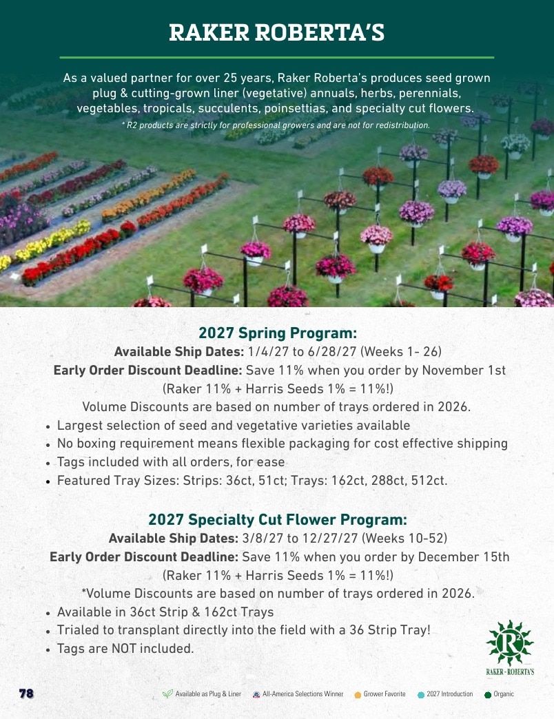 Harris Seeds Bedding Plant Grower's Catalog Weekly Ad January 1 - December 31, 2027