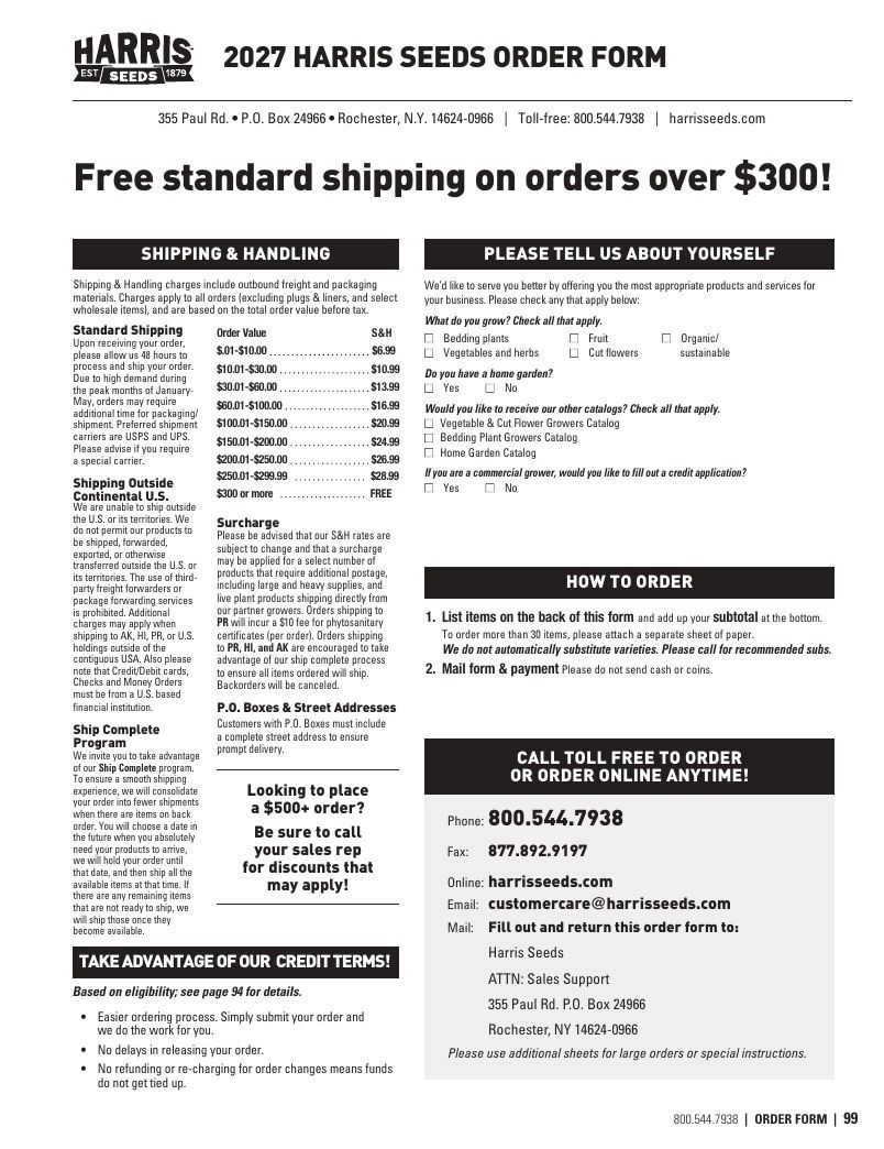 Harris Seeds Bedding Plant Grower's Catalog Weekly Ad January 1 - December 31, 2027
