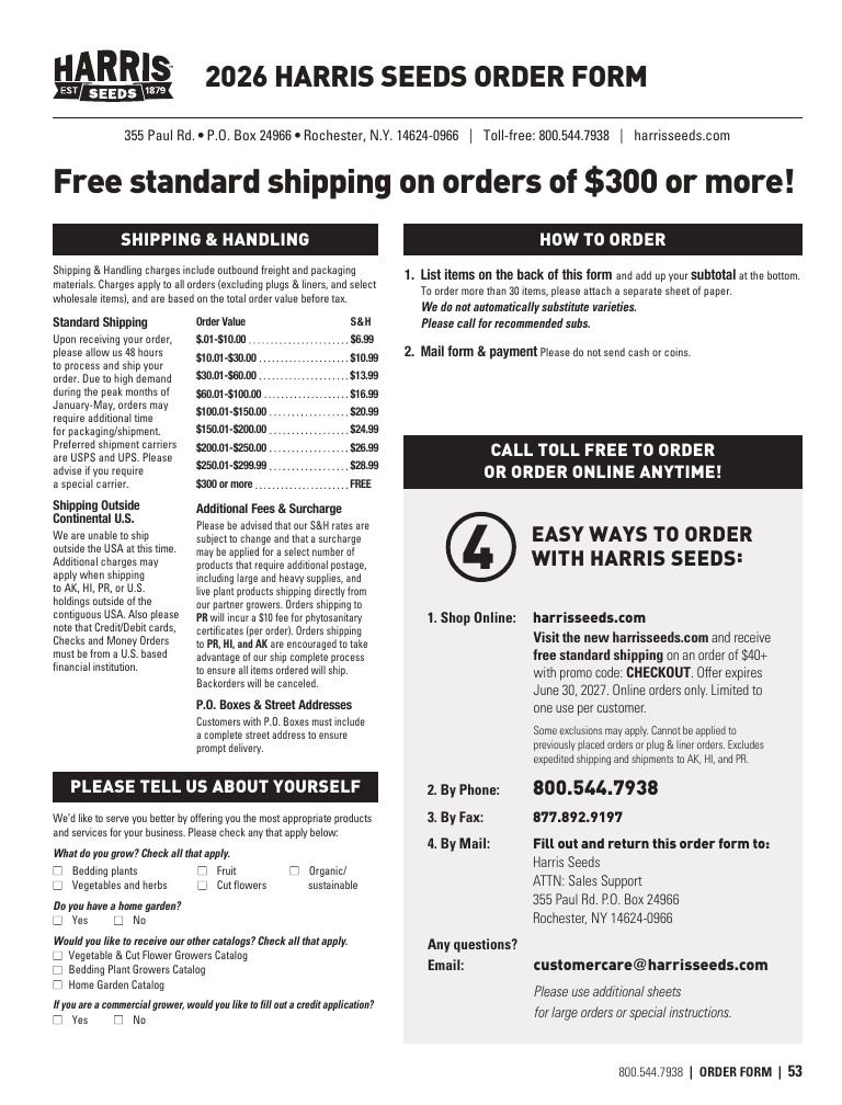 Harris Seeds Home Garden Catalog Weekly Ad January 1 - December 31, 2026