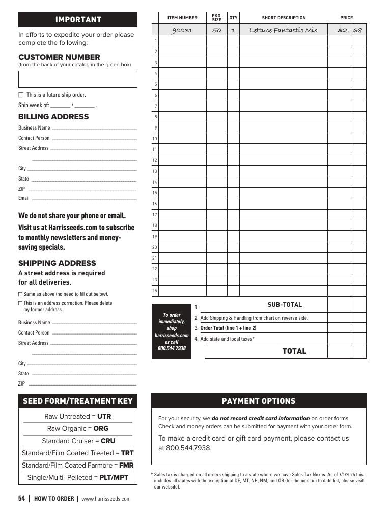 Harris Seeds Home Garden Catalog Weekly Ad January 1 - December 31, 2026