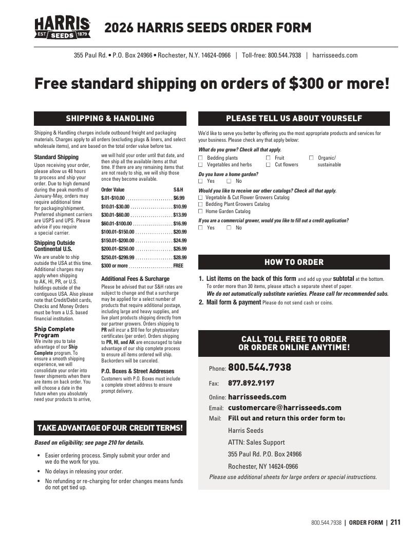 Harris Seeds Vegetable and Cut Flower Catalog Weekly Ad January 1 - December 31, 2026