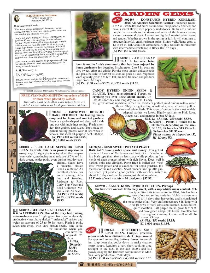 R.H. Shumway Annual Catalog Weekly Ad January 1 - December 31, 2026