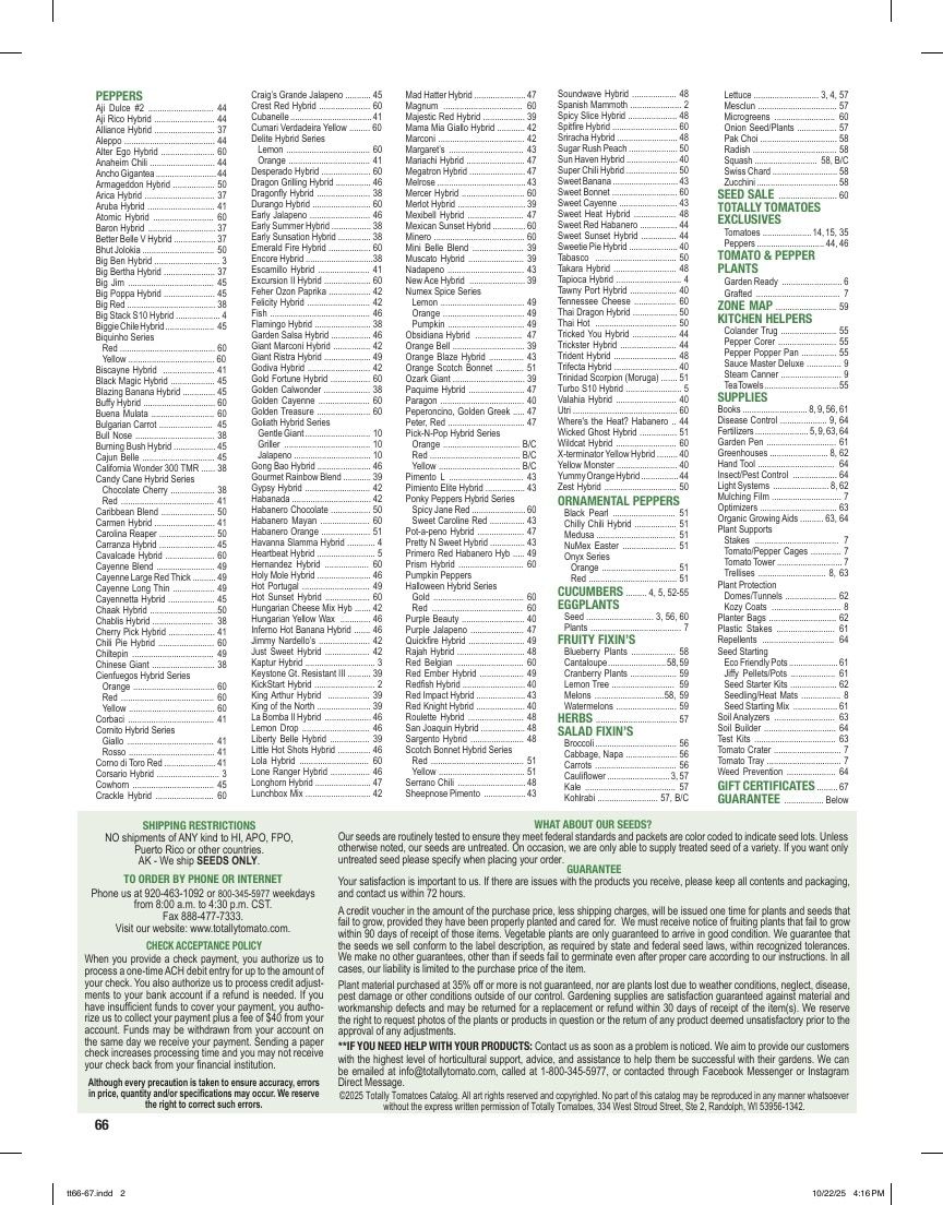 Totally Tomatoes Annual Catalog Weekly Ad January 1 - December 31, 2026