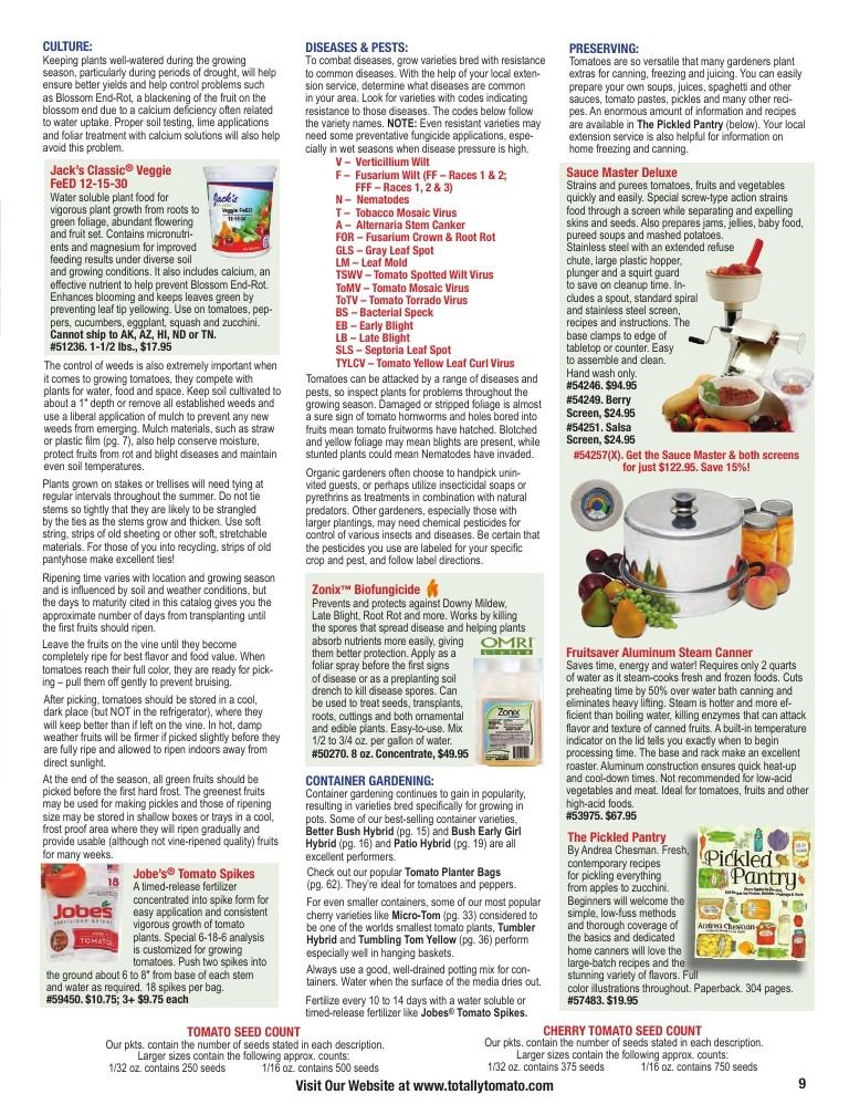 Totally Tomatoes Annual Catalog Weekly Ad January 1 - December 31, 2026