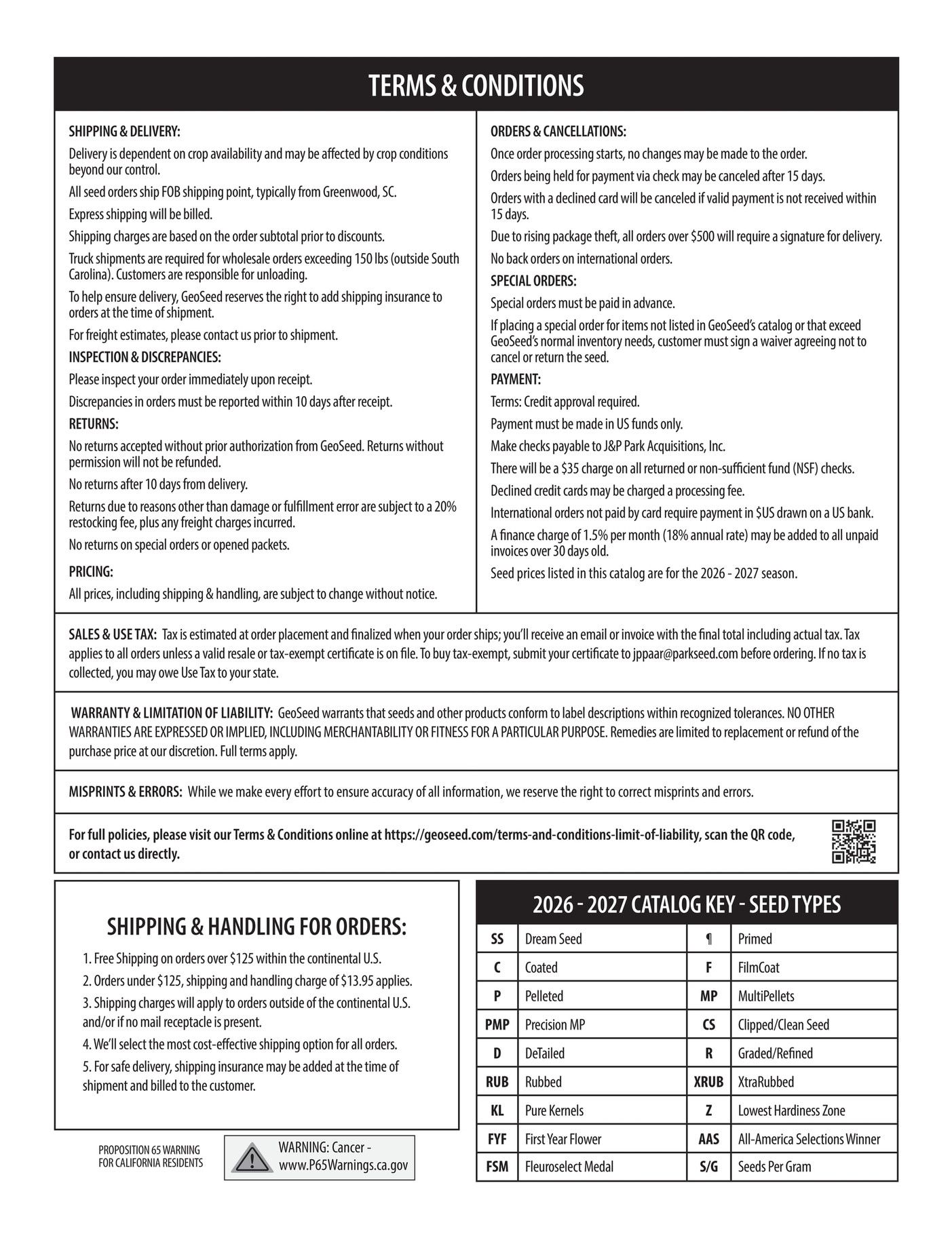 GeoSeed Professional Seed Catalog Weekly Ad July 1, 2026 - June 30, 2027