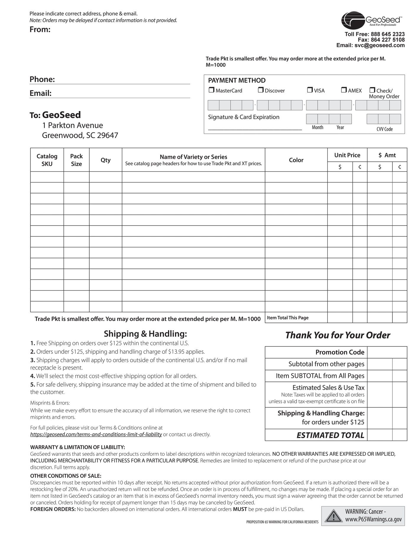 GeoSeed Professional Seed Catalog Weekly Ad July 1, 2026 - June 30, 2027