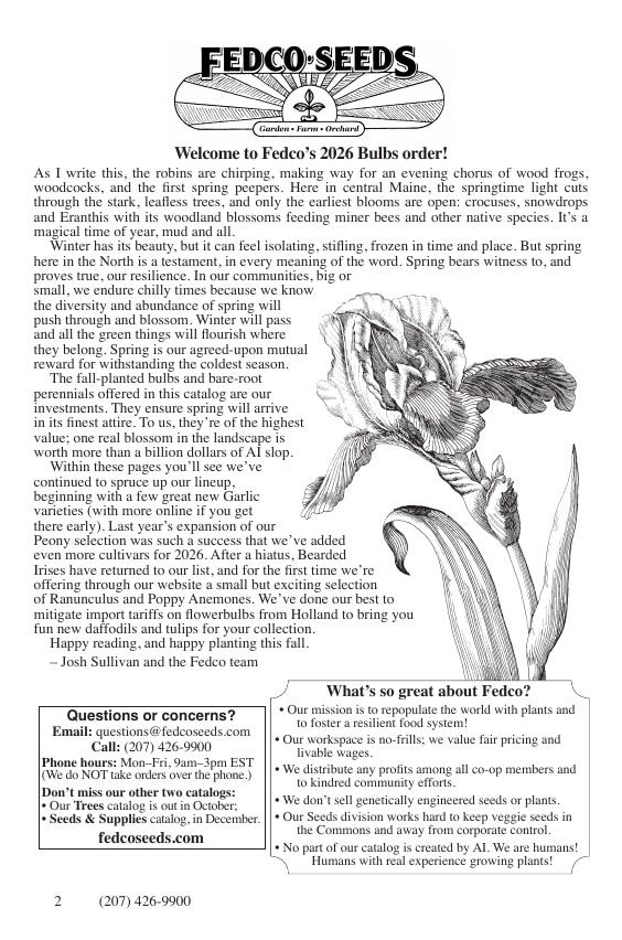 Fedco Seeds Bulbs Catalog Weekly Ad January 1 - December 31, 2026