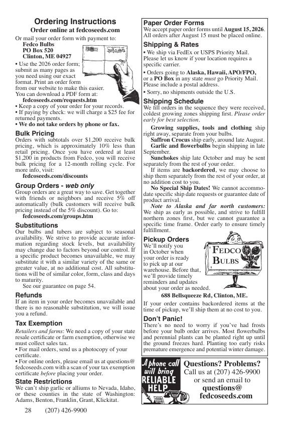 Fedco Seeds Bulbs Catalog Weekly Ad January 1 - December 31, 2026