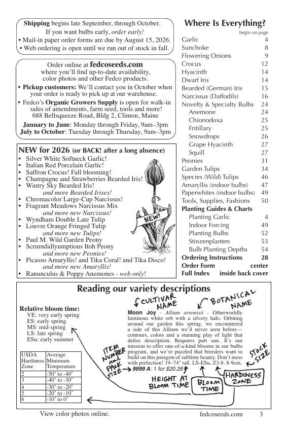 Fedco Seeds Bulbs Catalog Weekly Ad January 1 - December 31, 2026
