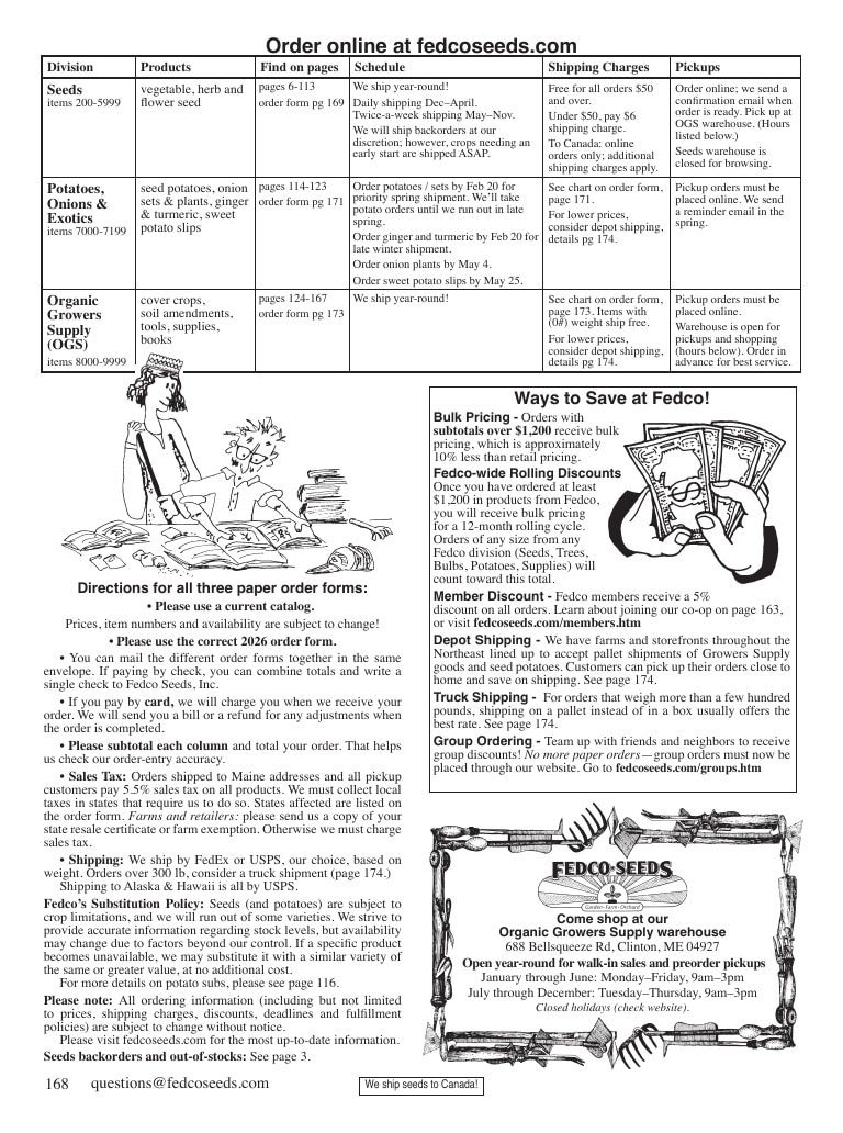 Fedco Seeds Seeds Catalog Weekly Ad January 1 - December 31, 2026