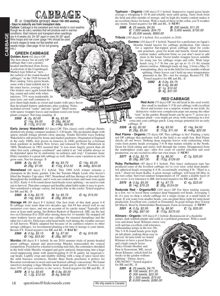 Fedco Seeds Seeds Catalog Weekly Ad January 1 - December 31, 2026