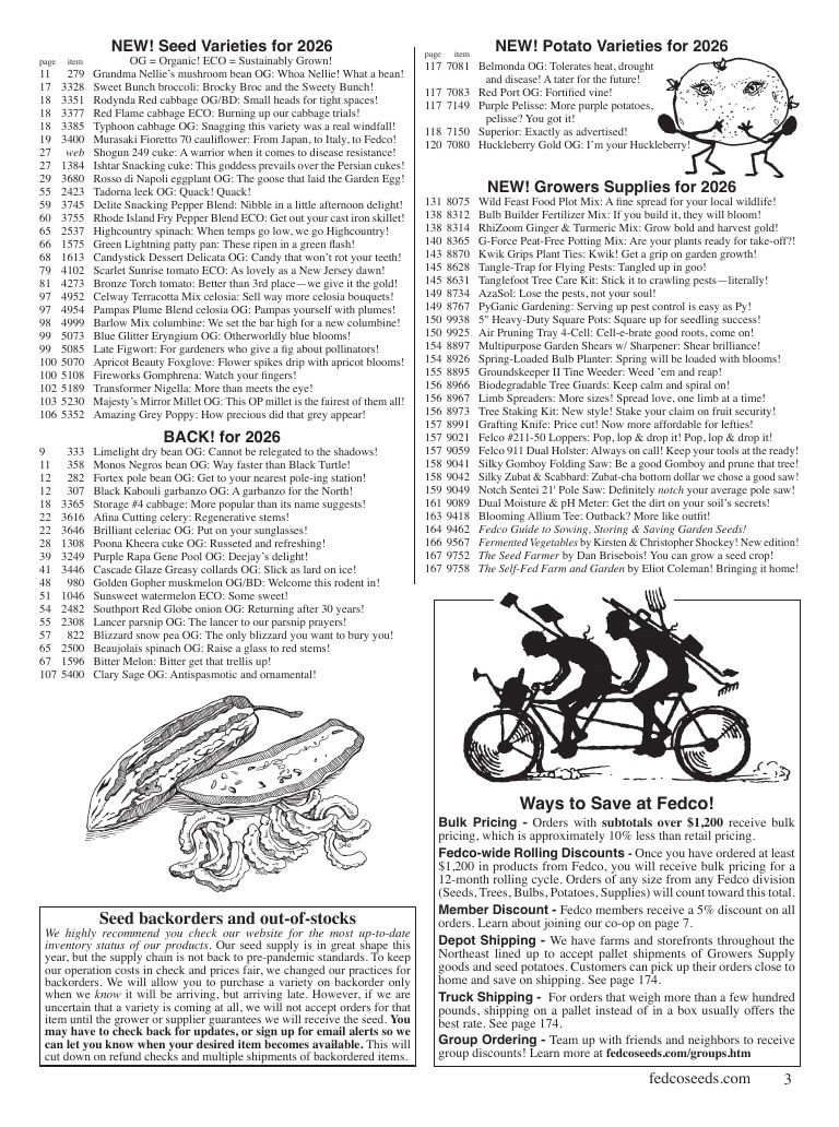 Fedco Seeds Seeds Catalog Weekly Ad January 1 - December 31, 2026