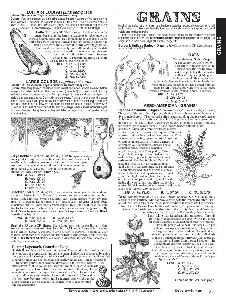 Fedco Seeds Seeds Catalog Weekly Ad January 1 - December 31, 2026