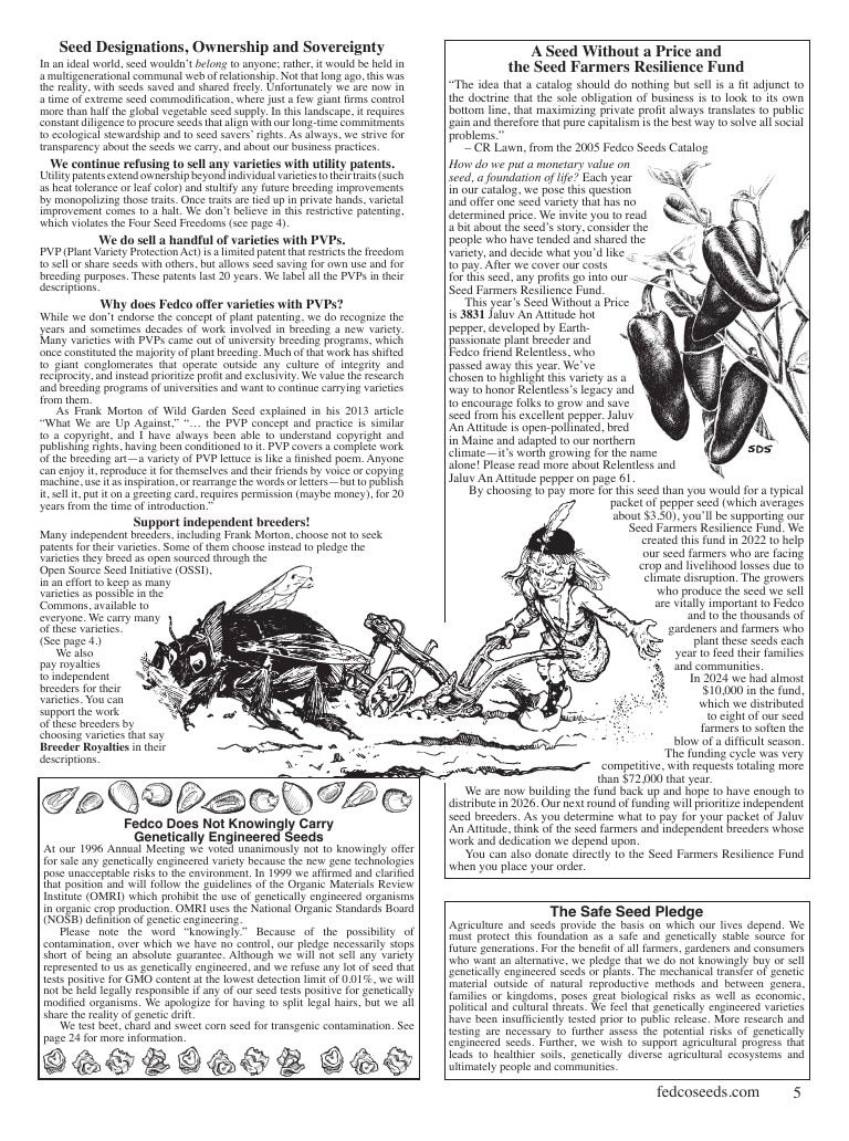 Fedco Seeds Seeds Catalog Weekly Ad January 1 - December 31, 2026